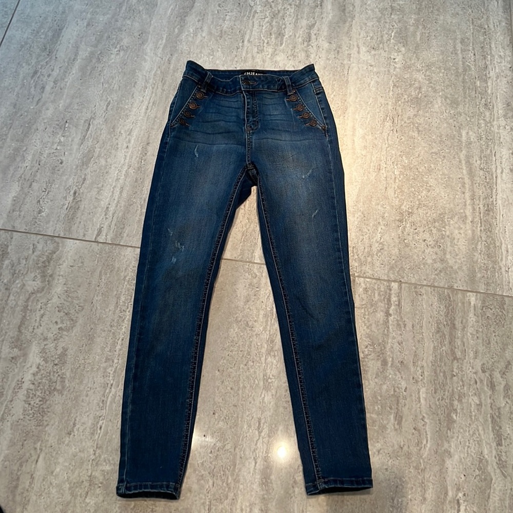Enjean denim co . High waisted skinny distressed jean